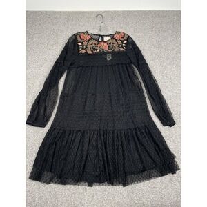 Anthropologie Maeve Samara Polka‎ Dot Mesh Floral Embroidered Tunic Dress M NWT